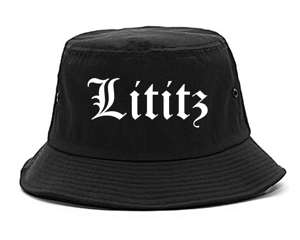 Lititz Pennsylvania PA Old English Mens Bucket Hat Black