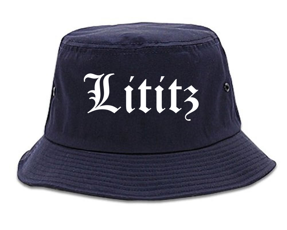 Lititz Pennsylvania PA Old English Mens Bucket Hat Navy Blue