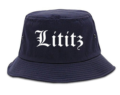 Lititz Pennsylvania PA Old English Mens Bucket Hat Navy Blue