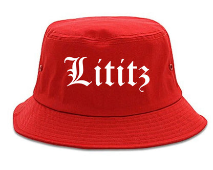 Lititz Pennsylvania PA Old English Mens Bucket Hat Red