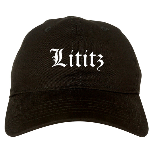Lititz Pennsylvania PA Old English Mens Dad Hat Baseball Cap Black