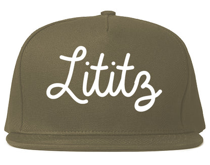 Lititz Pennsylvania PA Script Mens Snapback Hat Grey