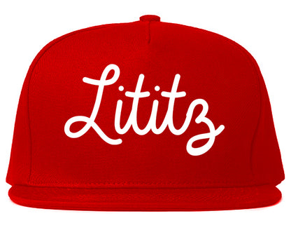 Lititz Pennsylvania PA Script Mens Snapback Hat Red