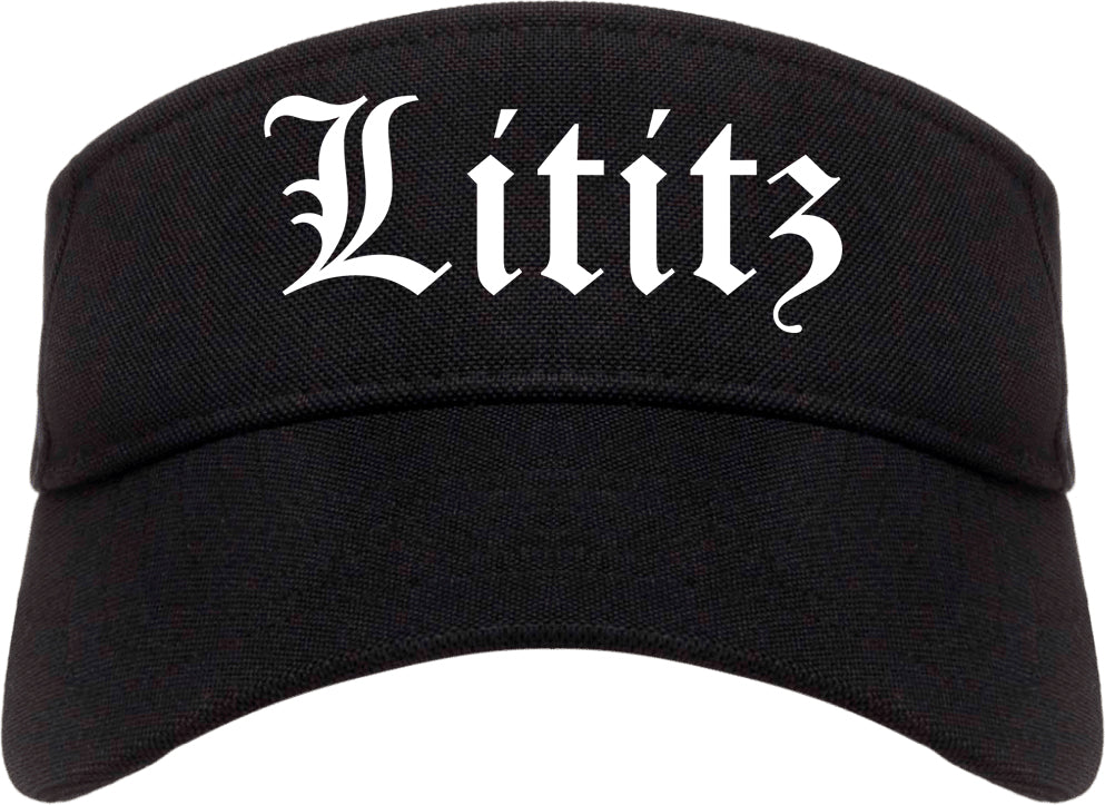 Lititz Pennsylvania PA Old English Mens Visor Cap Hat Black