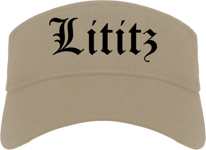 Lititz Pennsylvania PA Old English Mens Visor Cap Hat Khaki