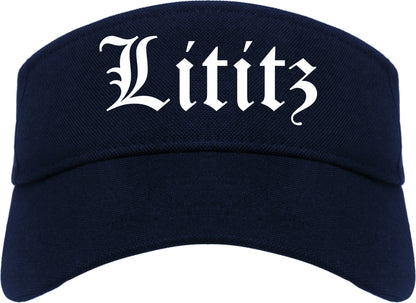 Lititz Pennsylvania PA Old English Mens Visor Cap Hat Navy Blue