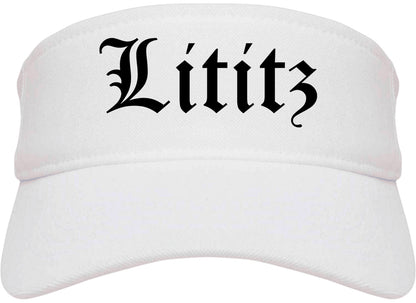 Lititz Pennsylvania PA Old English Mens Visor Cap Hat White