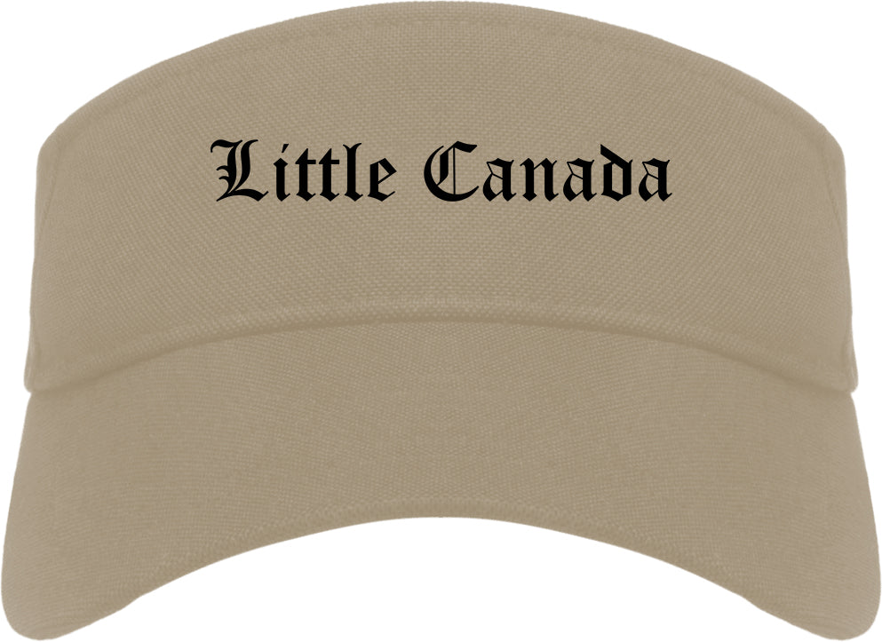 Little Canada Minnesota MN Old English Mens Visor Cap Hat Khaki