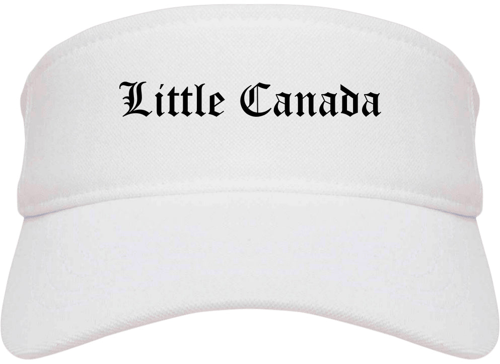 Little Canada Minnesota MN Old English Mens Visor Cap Hat White
