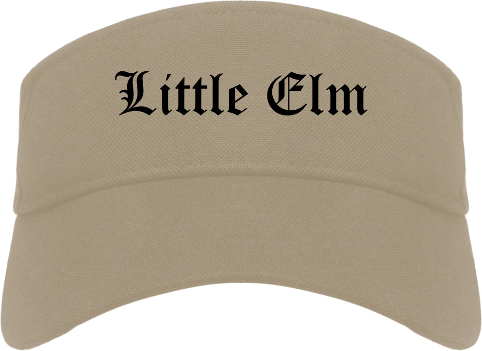 Little Elm Texas TX Old English Mens Visor Cap Hat Khaki