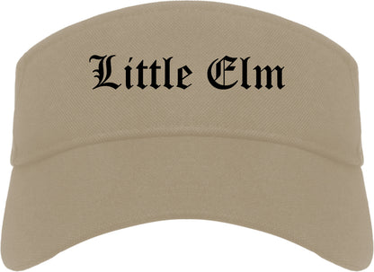 Little Elm Texas TX Old English Mens Visor Cap Hat Khaki