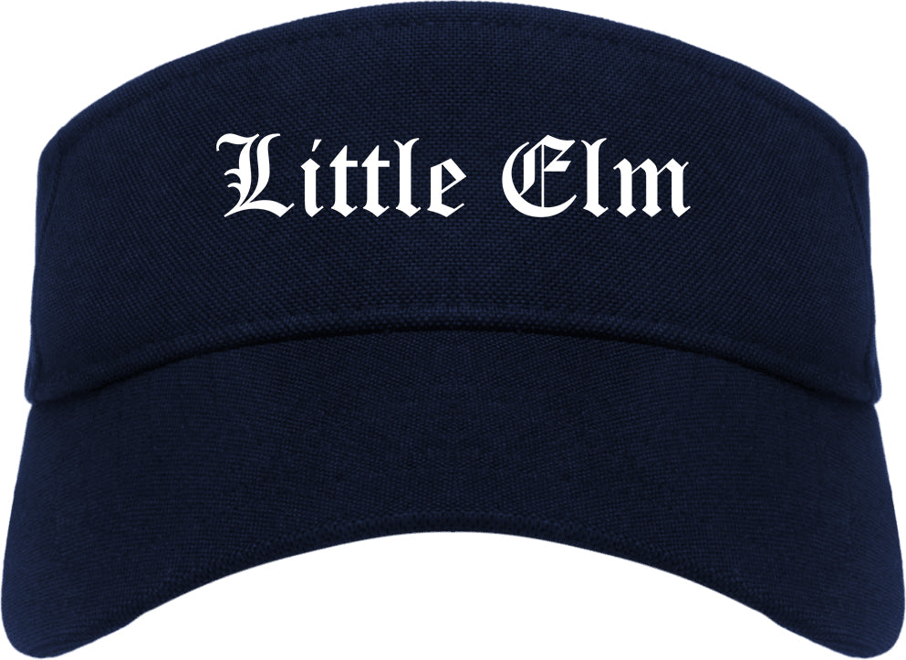 Little Elm Texas TX Old English Mens Visor Cap Hat Navy Blue