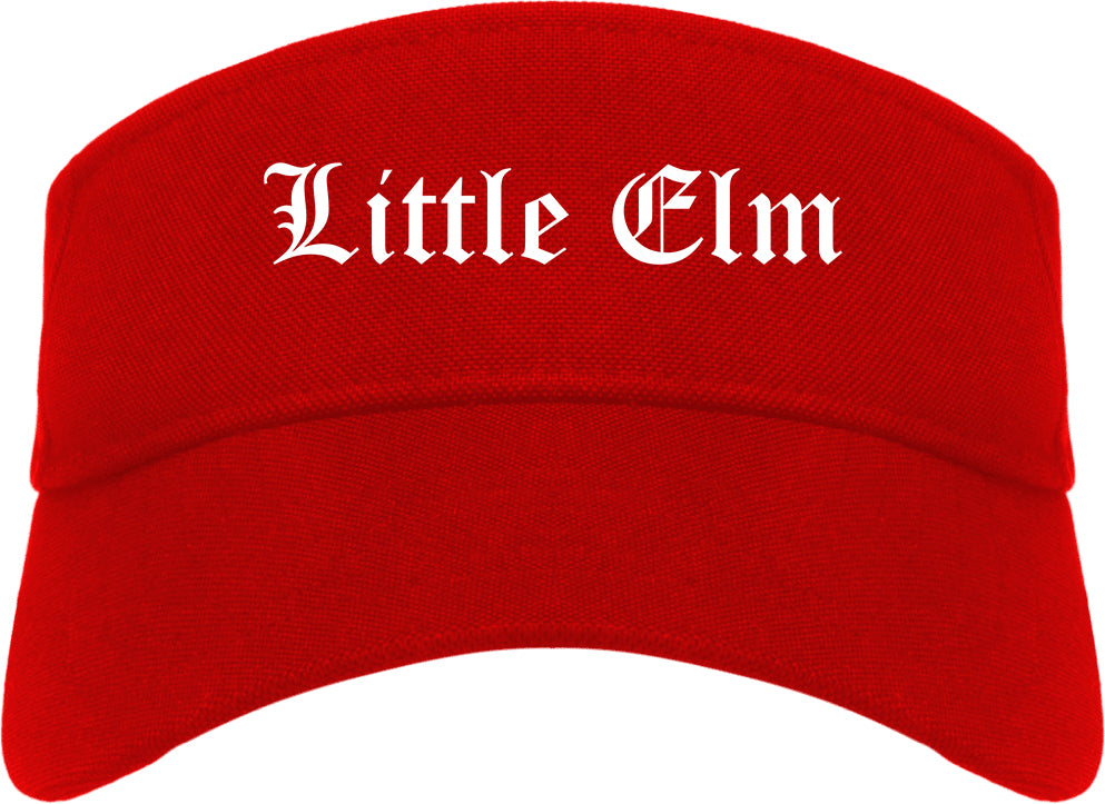 Little Elm Texas TX Old English Mens Visor Cap Hat Red