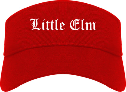 Little Elm Texas TX Old English Mens Visor Cap Hat Red