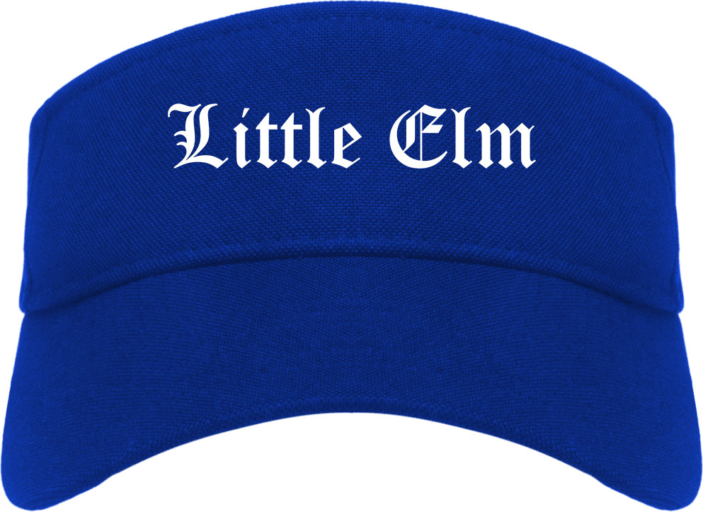 Little Elm Texas TX Old English Mens Visor Cap Hat Royal Blue