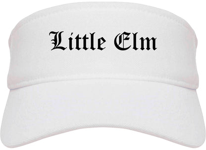 Little Elm Texas TX Old English Mens Visor Cap Hat White
