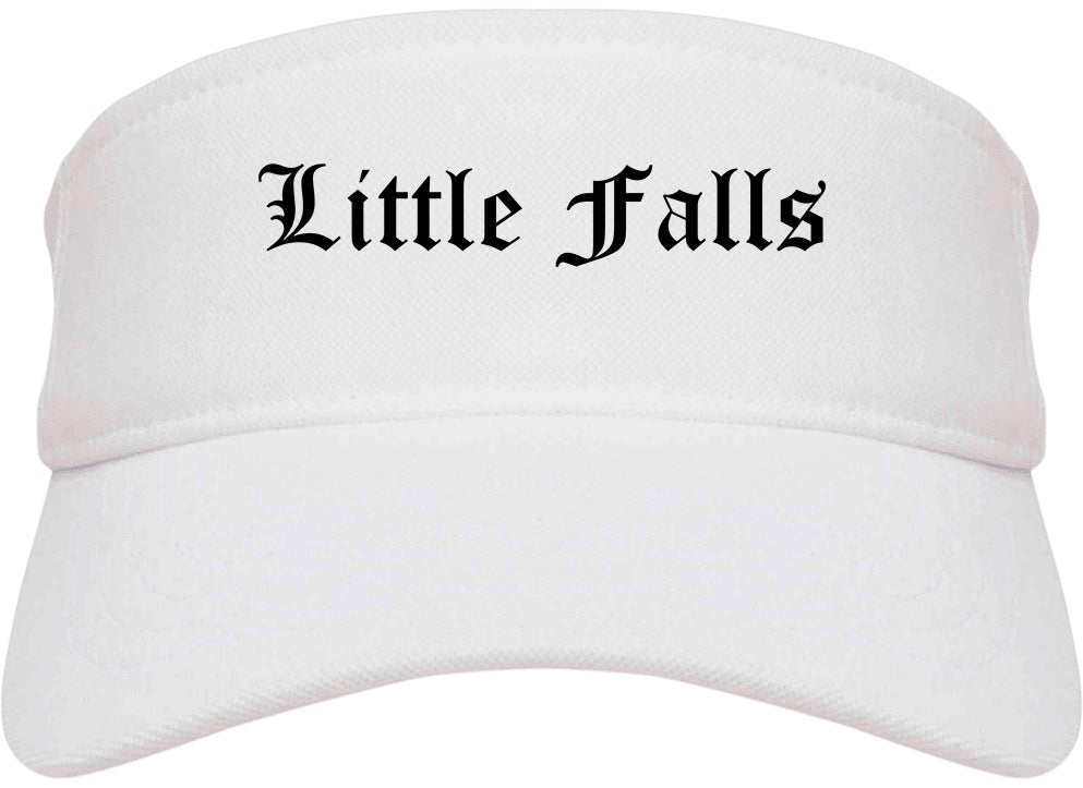 Little Falls Minnesota MN Old English Mens Visor Cap Hat White