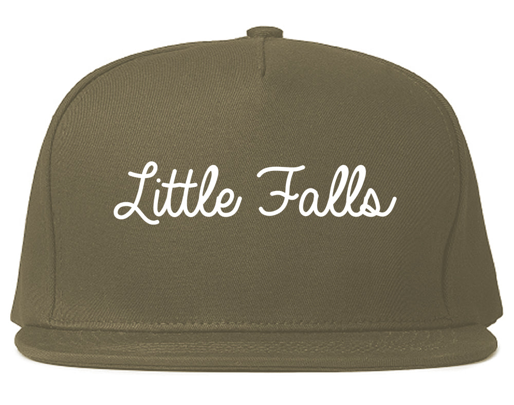 Little Falls New York NY Script Mens Snapback Hat Grey