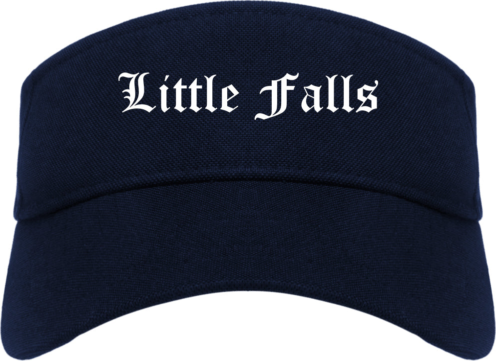 Little Falls New York NY Old English Mens Visor Cap Hat Navy Blue