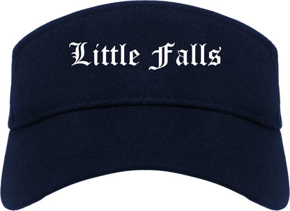 Little Falls New York NY Old English Mens Visor Cap Hat Navy Blue