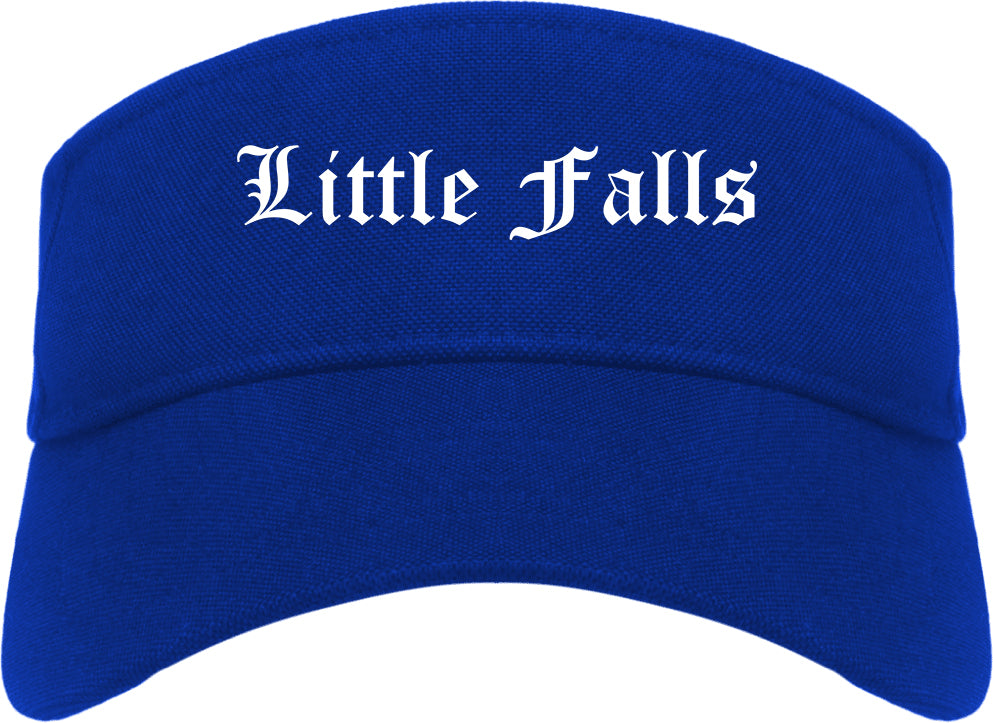 Little Falls New York NY Old English Mens Visor Cap Hat Royal Blue