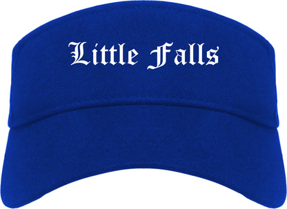Little Falls New York NY Old English Mens Visor Cap Hat Royal Blue