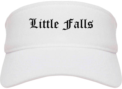 Little Falls New York NY Old English Mens Visor Cap Hat White