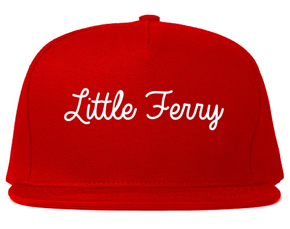 Little Ferry New Jersey NJ Script Mens Snapback Hat Red