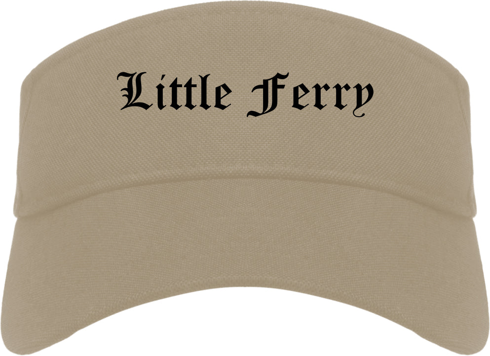 Little Ferry New Jersey NJ Old English Mens Visor Cap Hat Khaki