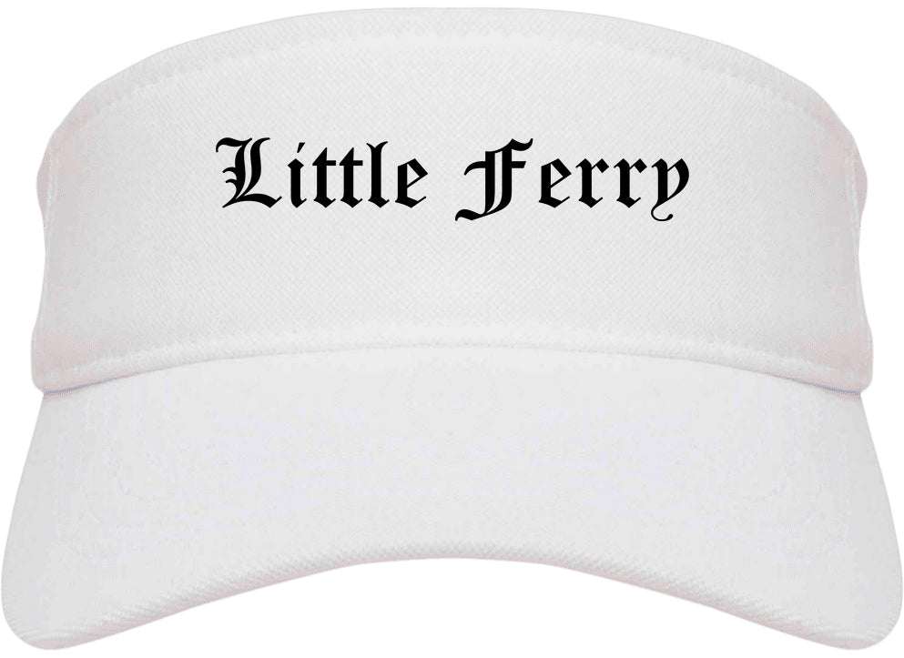 Little Ferry New Jersey NJ Old English Mens Visor Cap Hat White