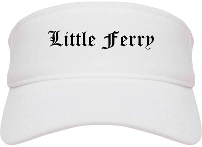 Little Ferry New Jersey NJ Old English Mens Visor Cap Hat White