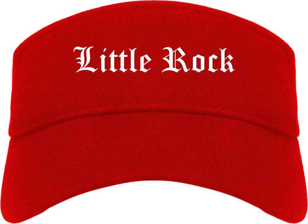 Little Rock Arkansas AR Old English Mens Visor Cap Hat Red