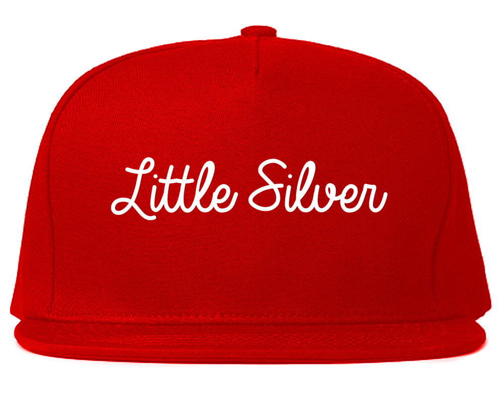 Little Silver New Jersey NJ Script Mens Snapback Hat Red
