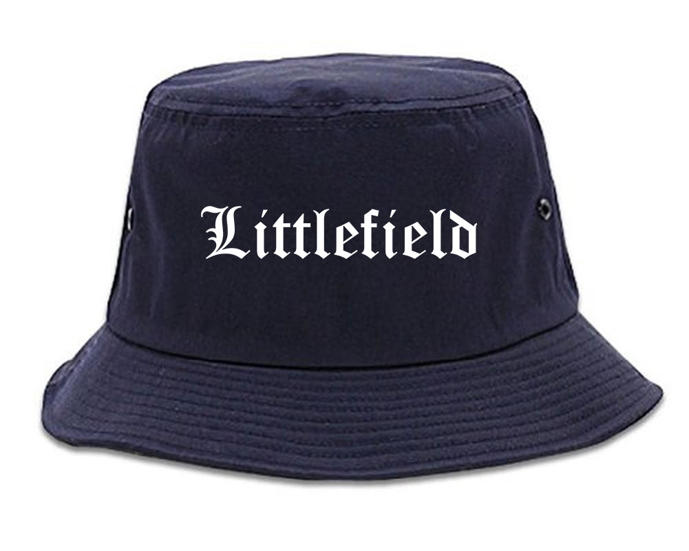 Littlefield Texas TX Old English Mens Bucket Hat Navy Blue