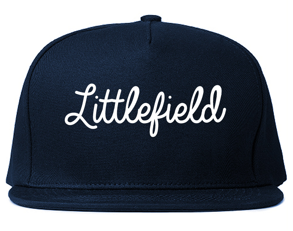 Littlefield Texas TX Script Mens Snapback Hat Navy Blue