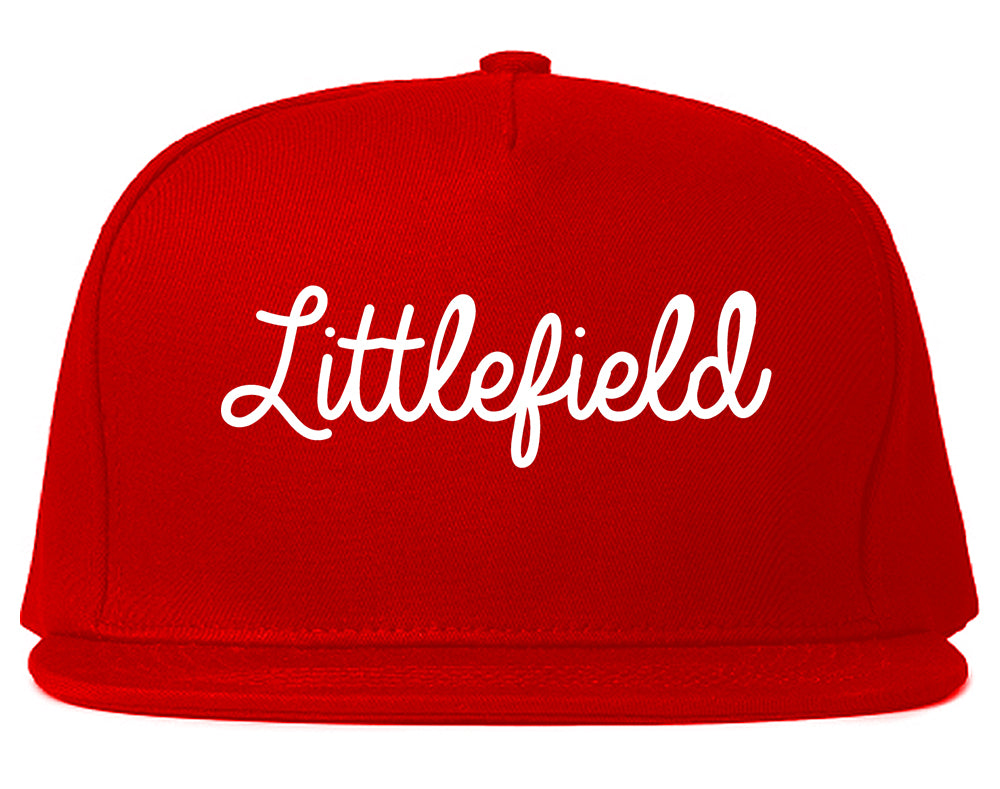 Littlefield Texas TX Script Mens Snapback Hat Red