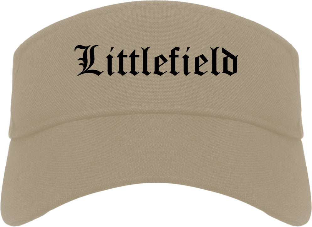 Littlefield Texas TX Old English Mens Visor Cap Hat Khaki