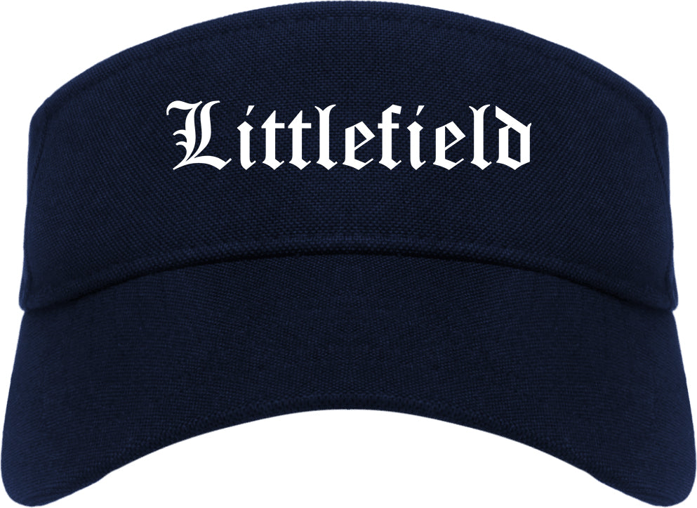 Littlefield Texas TX Old English Mens Visor Cap Hat Navy Blue