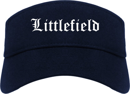 Littlefield Texas TX Old English Mens Visor Cap Hat Navy Blue