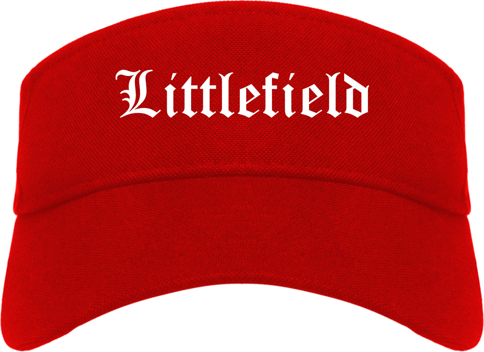 Littlefield Texas TX Old English Mens Visor Cap Hat Red