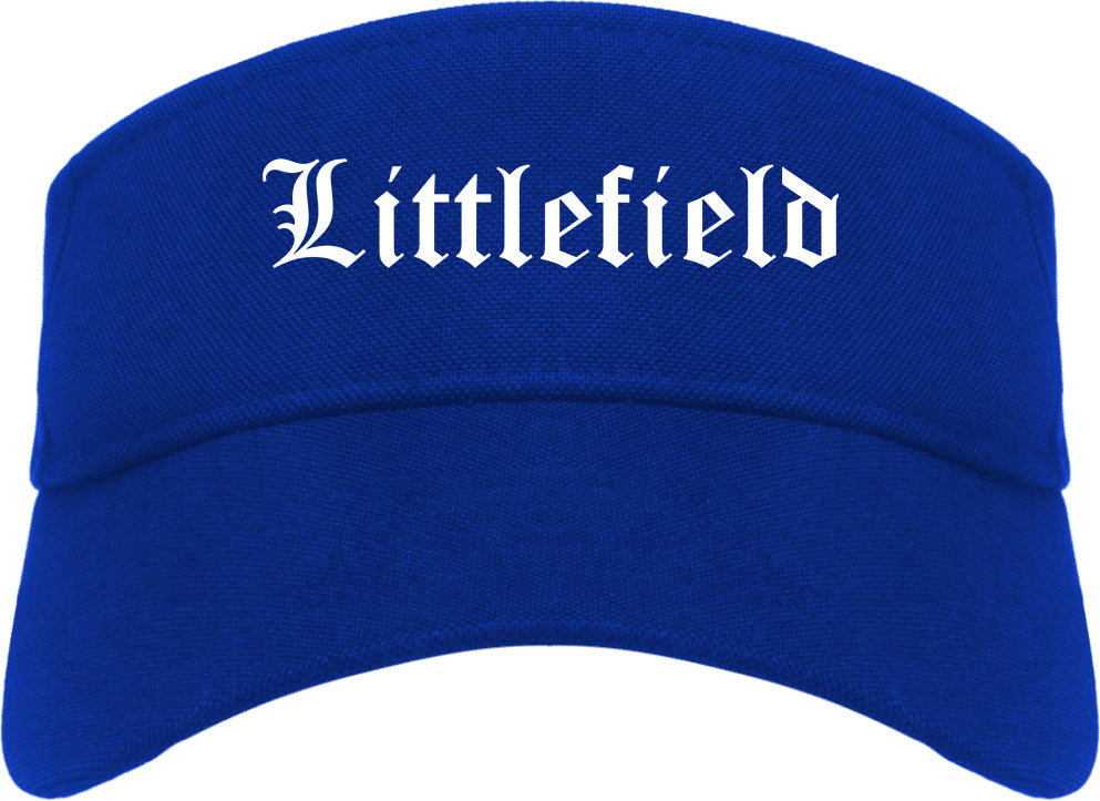 Littlefield Texas TX Old English Mens Visor Cap Hat Royal Blue