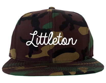 Littleton Colorado CO Script Mens Snapback Hat Army Camo