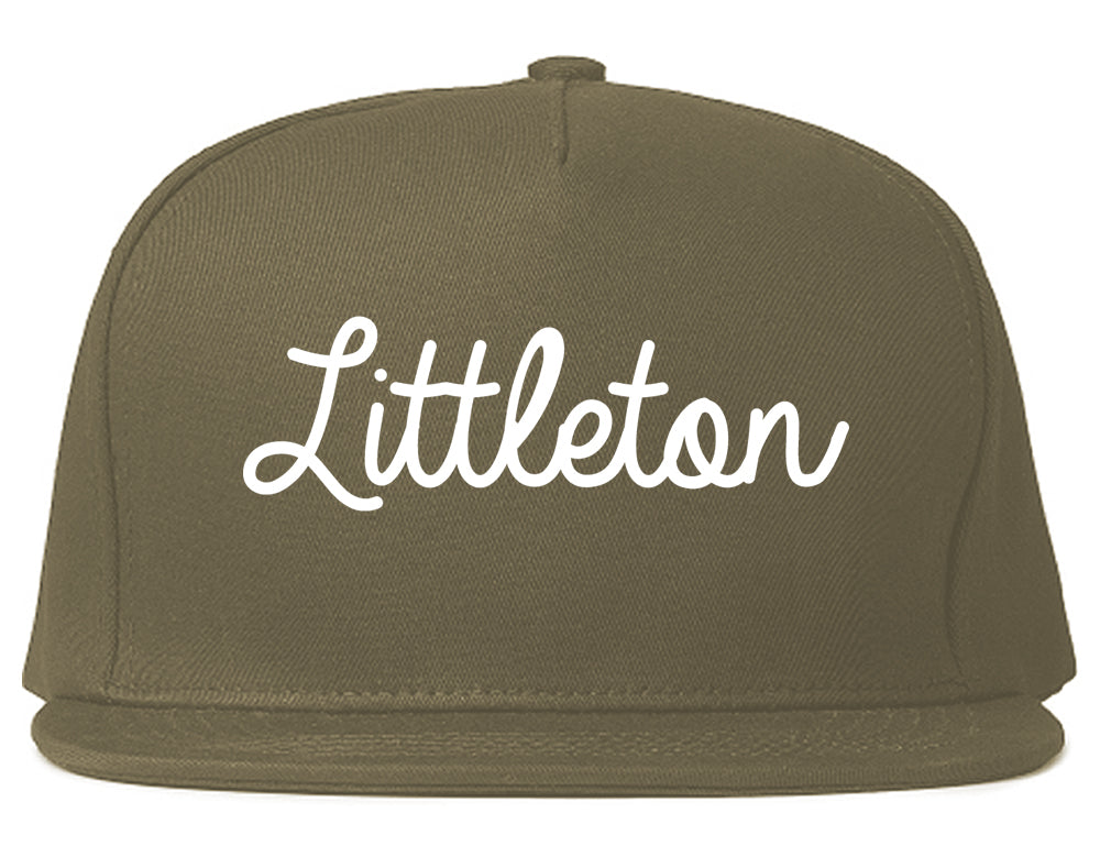 Littleton Colorado CO Script Mens Snapback Hat Grey