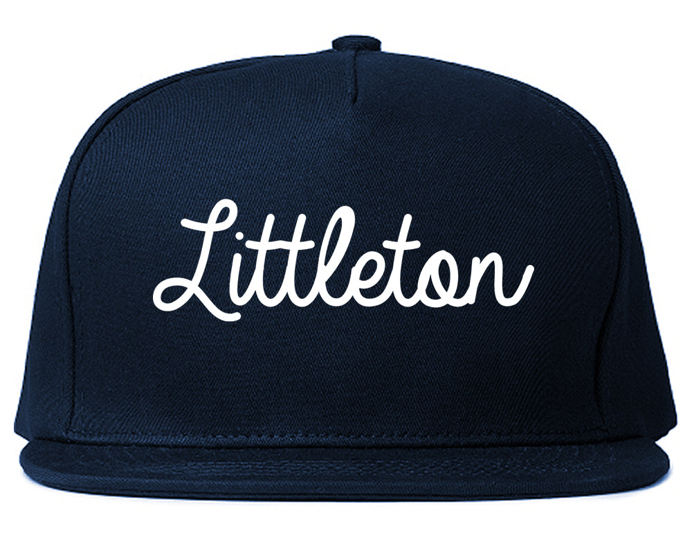 Littleton Colorado CO Script Mens Snapback Hat Navy Blue