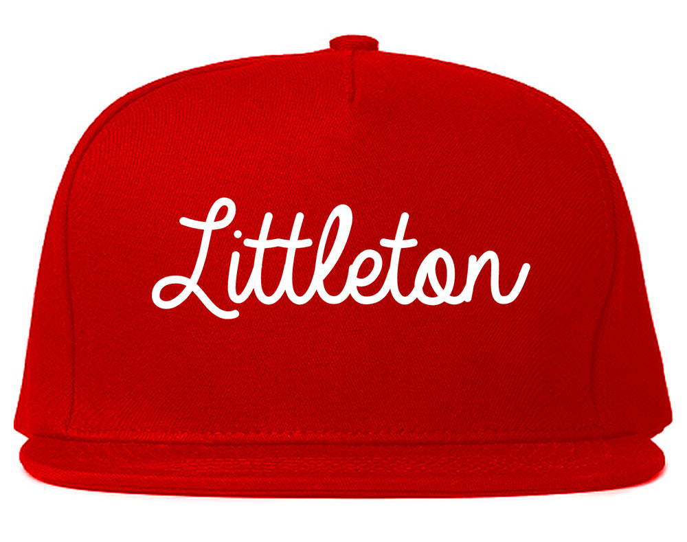 Littleton Colorado CO Script Mens Snapback Hat Red