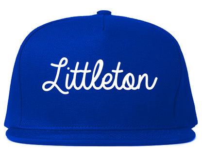 Littleton Colorado CO Script Mens Snapback Hat Royal Blue