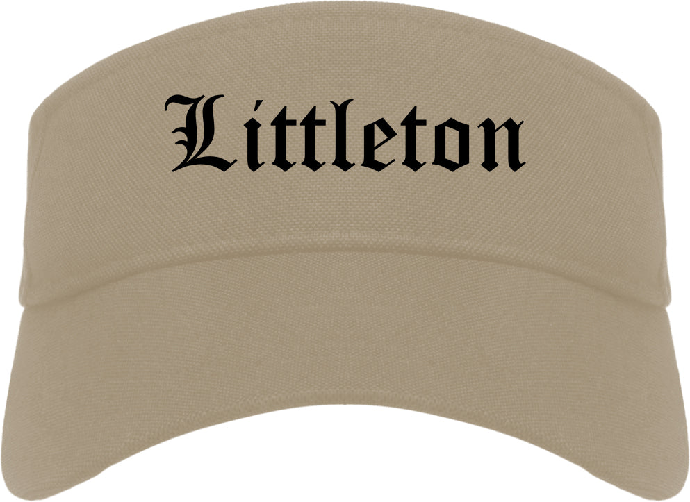Littleton Colorado CO Old English Mens Visor Cap Hat Khaki