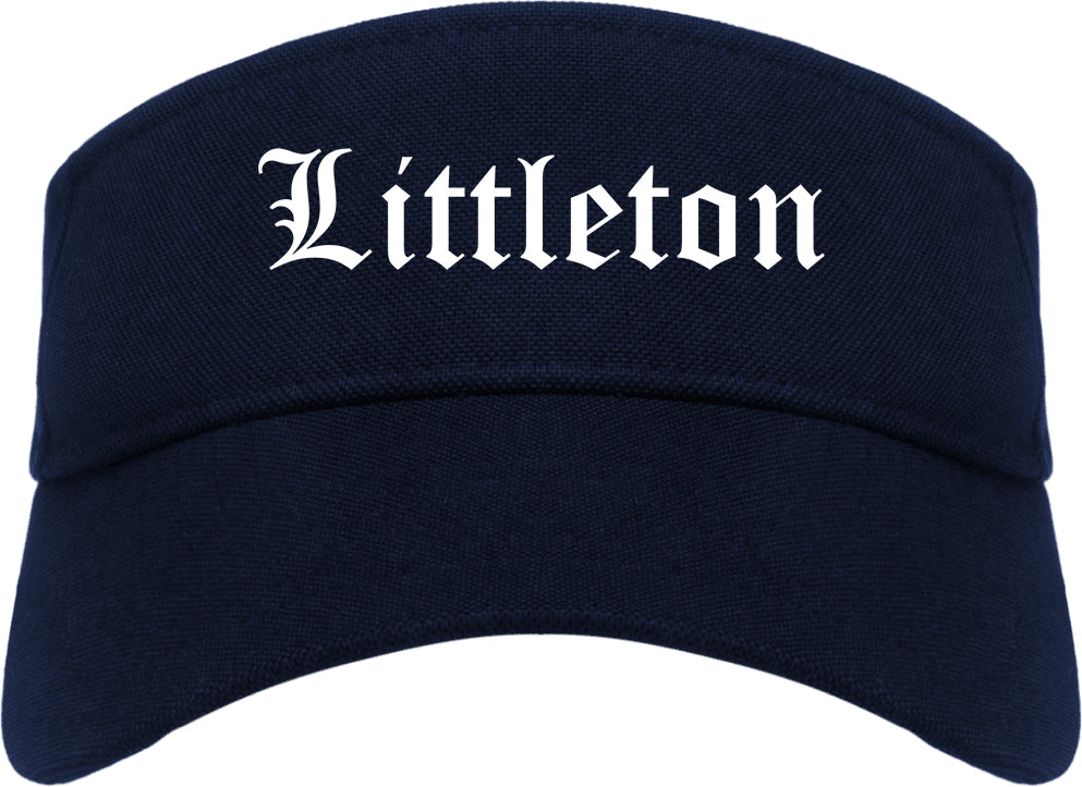 Littleton Colorado CO Old English Mens Visor Cap Hat Navy Blue