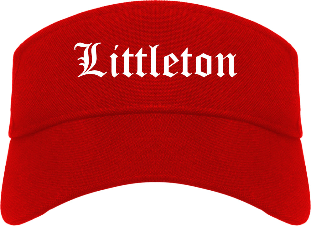 Littleton Colorado CO Old English Mens Visor Cap Hat Red