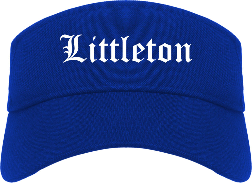Littleton Colorado CO Old English Mens Visor Cap Hat Royal Blue